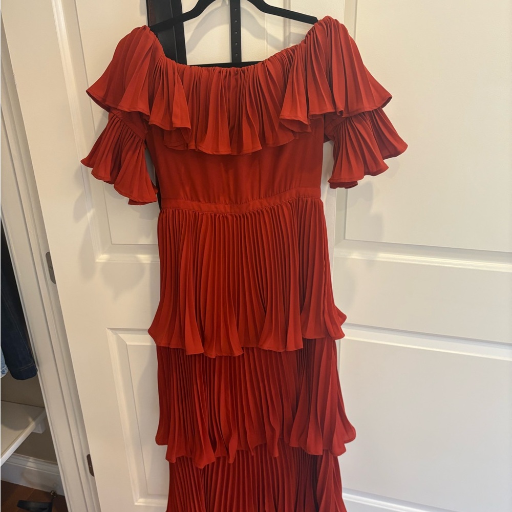 Self-Portrait Rust Ruffled Maxi Dress - Picture 3 of 3